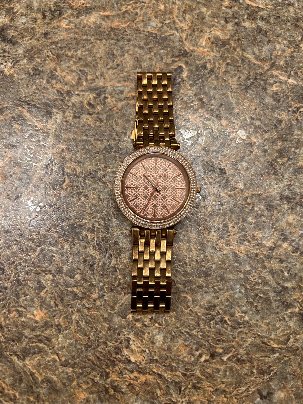 Michael Kors Gold Tone Watch With Rose Gold Dial